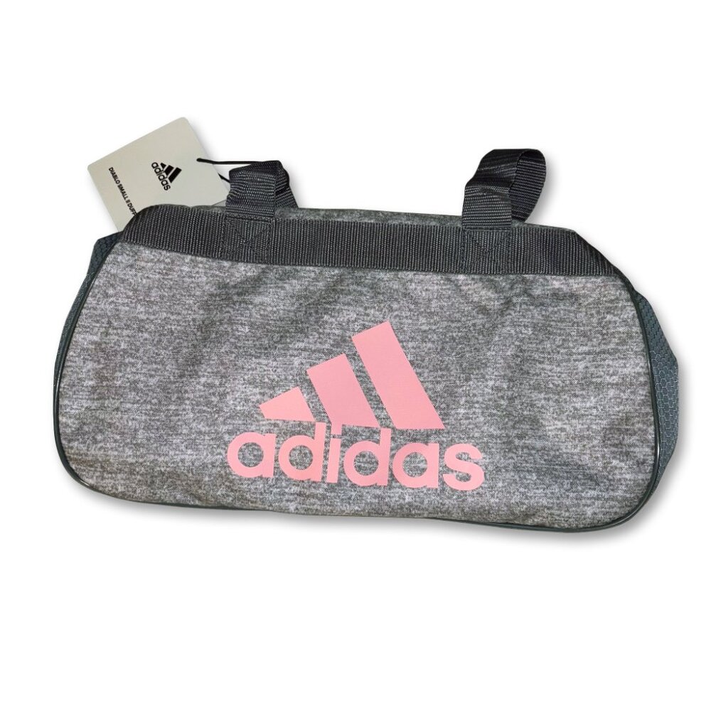 Adidas Diablo Small II Duffel Bag Gym Travel Pink Logo Gray Unisex Carry On NEW - Picture 3 of 4